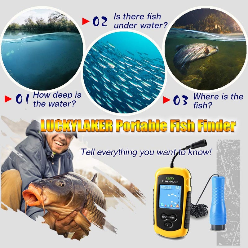 LUCKYLAKER Ice Portable Fishing Fish Finder Wired Handheld Fishing Finders Kayak Sonar Sensor Fish Finder Transducer Depth Finder LCD Monitor for Boat Canoe - Image 2
